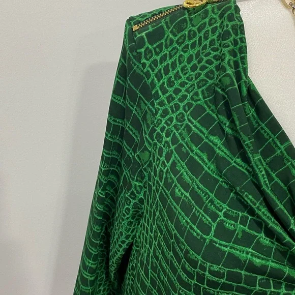 Michael Kors Green Croc-Print Long Sleeve Dress - Picture 5 of 8